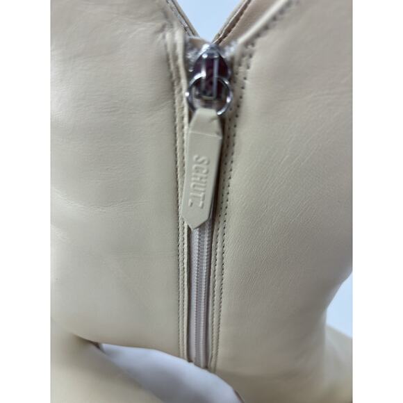 NIB Schutz Betsey Ankle Boot Eggshell Cream Leather Deluxe Nappa 9.5 B Stiletto - Picture 8 of 10